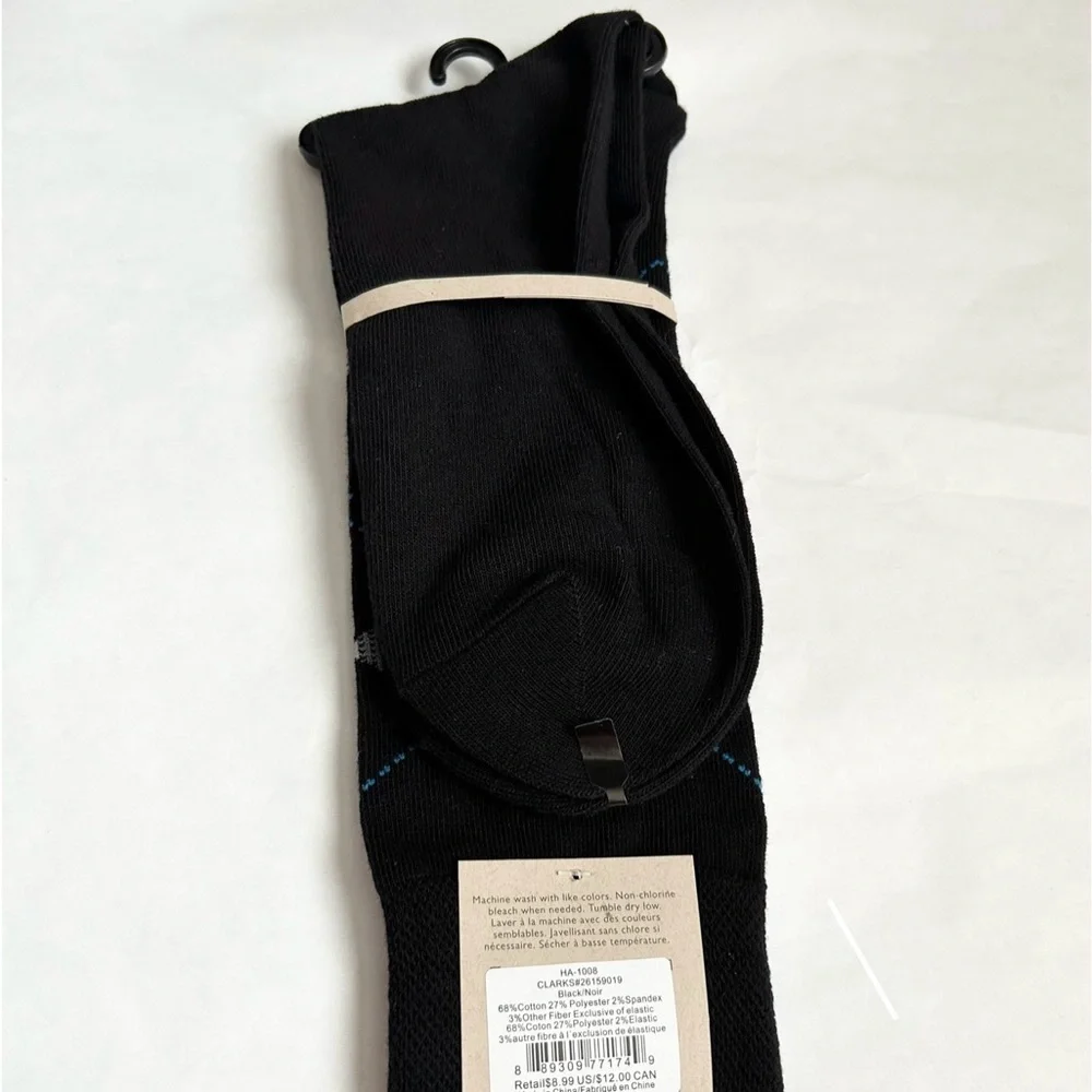 Clark Men’s Dress Socks Black Noir NWT